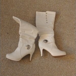 White knee-high boots